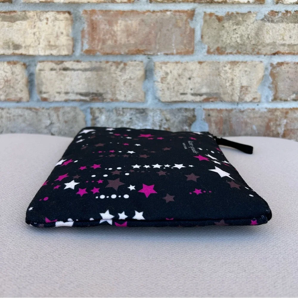 Kate Spade New York Black Pink Stars Falling Pouch Cosmetic Travel organizer OS